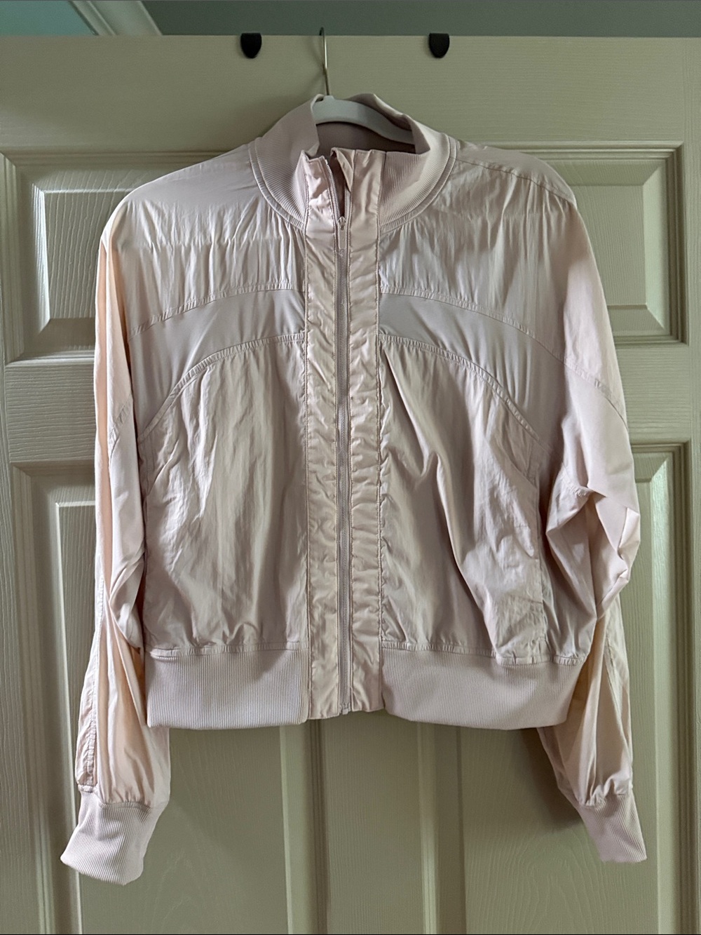 Light Pink Women’s Bomber Jacket - Casual Zip-Front Coat